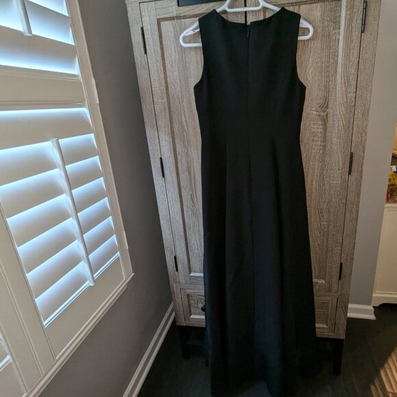JJ's House A-line Scoop Asymmetrical Stretch Crepe Fancy Evening Dress Ruffle - Picture 8 of 10